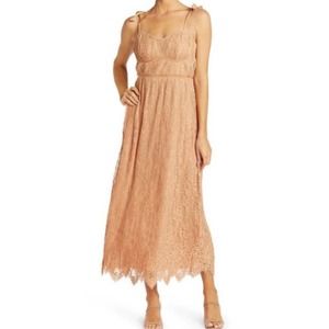 Jonathan Simkhai Bonnie Silk Lace Midi Dress Size: 8
